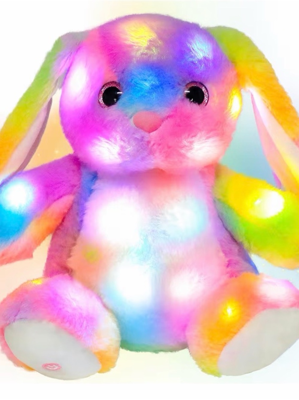 Pearl Rainbow Light-Up Bunny Plush - Pink, Blue, Yellow, Green
